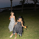 Aurora  Sweetheart Polka Dot Midi Dress - Black