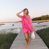 Anastasia Floral Ruffle Mini Dress - Hot Pink