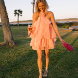 Valorie Floral Ruffle Mini Dress - Peach
