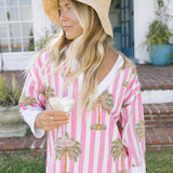 Addison Maxi Contrast Dress - Pink/White Palm
