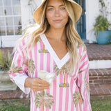 Addison Maxi Contrast Dress - Pink/White Palm