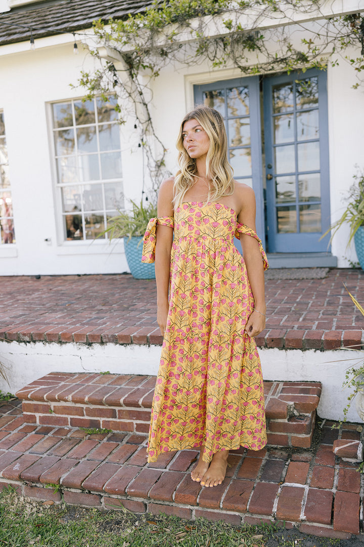 Nina Strapless Midi Dress - Yellow (PREORDER)