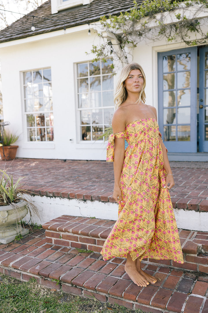 Nina Strapless Midi Dress - Yellow (PREORDER)