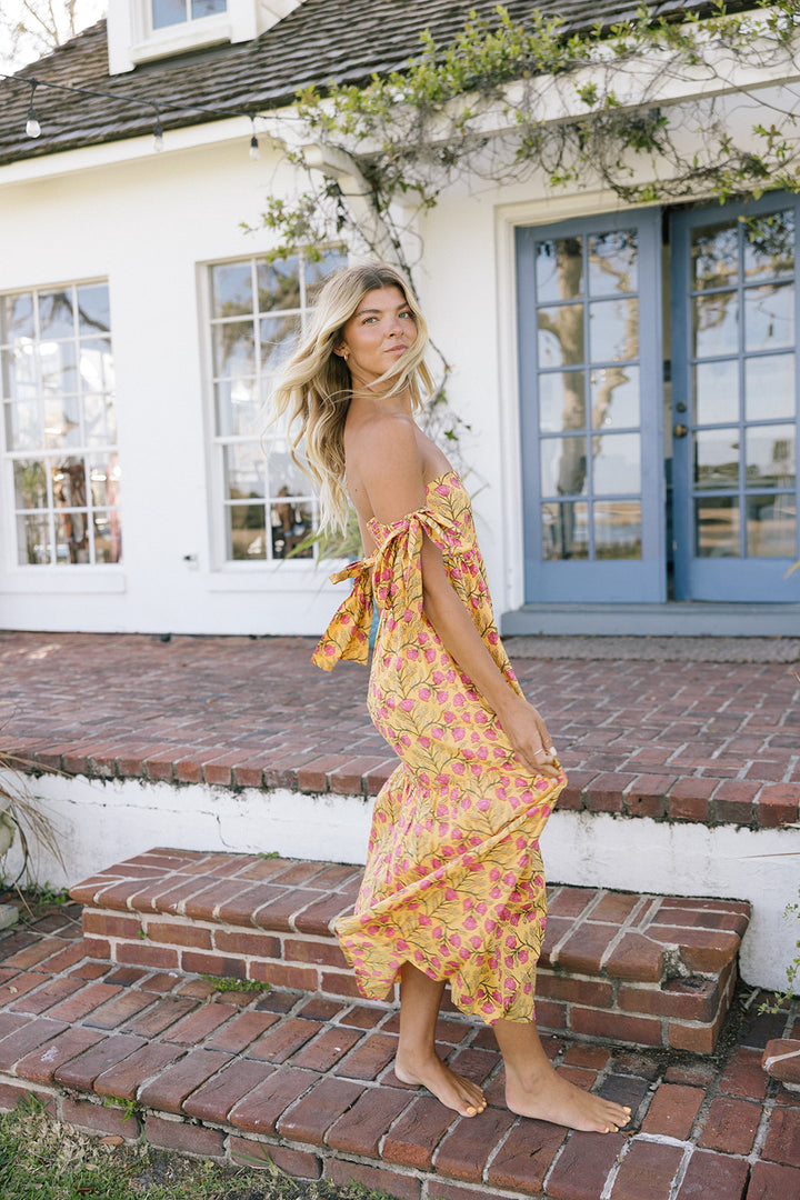 Nina Strapless Midi Dress - Yellow (PREORDER)