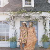 Low Country Summer Mini Tie Dress - Yellow/Pink Flowers
