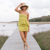 Abbi Frill Top and Skirt Set - Lime Green Gingham (PREORDER)