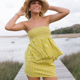 Abbi Frill Top and Skirt Set - Lime Green Gingham (PREORDER)