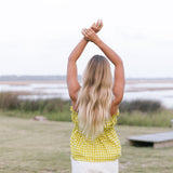 Natalie Strapless Top - Lime Green gingham