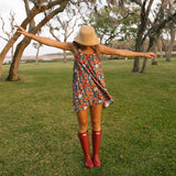 Margret Mini Tie Dress - Navy/Red Floral