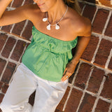 Anya Flare Strapless Top - Lt. Green