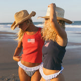 Fancy Embroidered Flag Tank Top