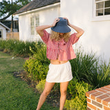 Lydia Peter Pan Collar Blouse - Red/White Striped (PREORDER)