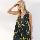 Piper V Neck Mini Dress - Black/Palm