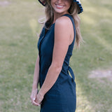 Scarlett Button Dress - Navy