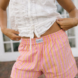Ollie Boxer Shorts -  Pink/Orange Thick Striped