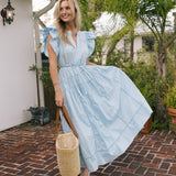 Emory Ruffle Sleeve Maxi Dress - Lt Blue