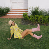 Leah Tie Front and Shorts Set - Yellow/Pink