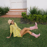 Leah Tie Front and Shorts Set - Yellow/Pink