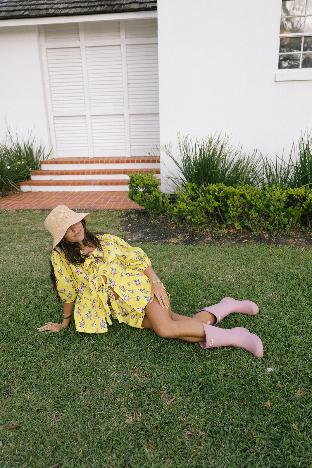 Leah Tie Front and Shorts Set - Yellow/Pink (PREORDER)