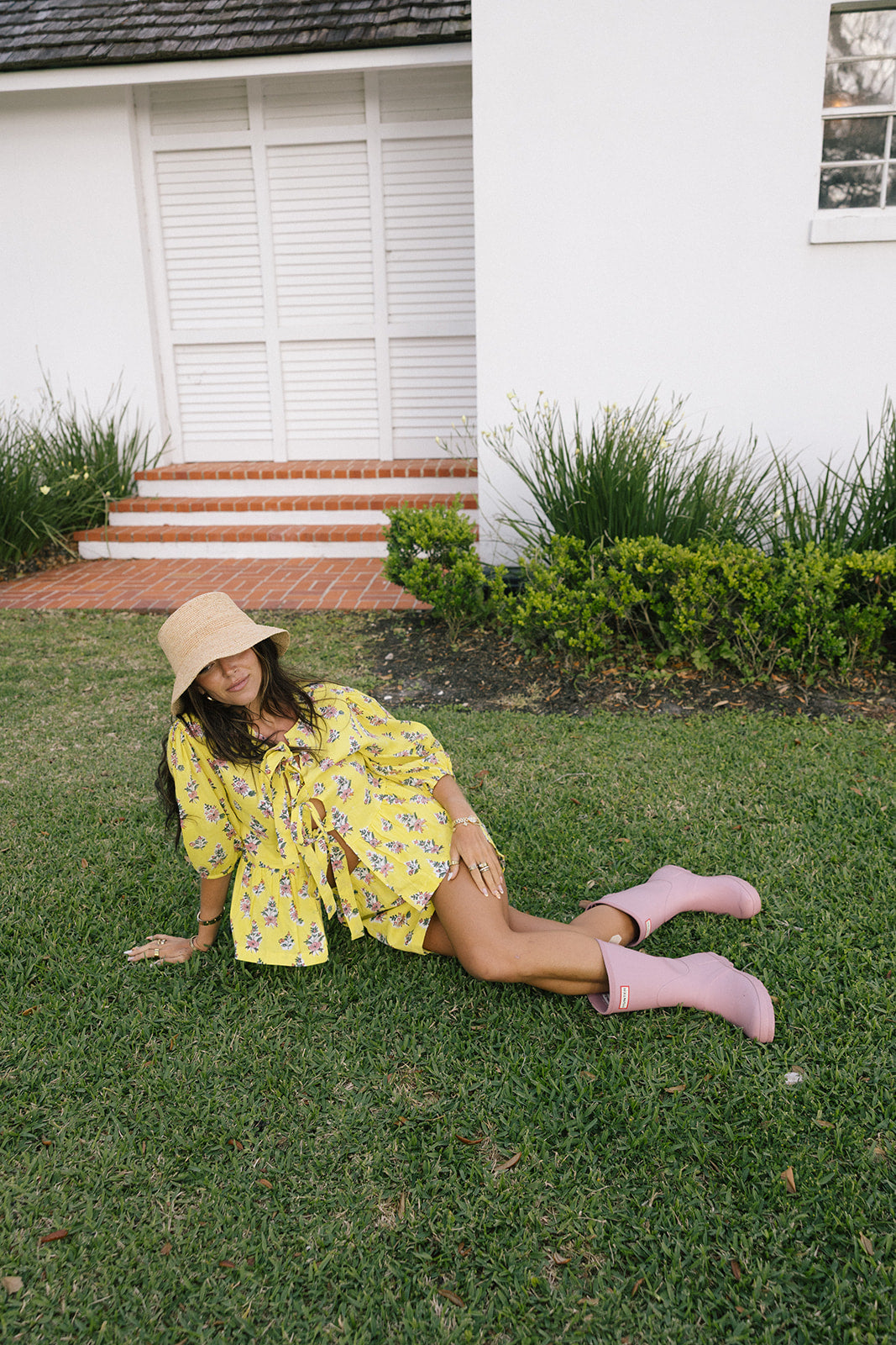 Leah Tie Front and Shorts Set - Yellow/Pink (PREORDER)