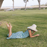 Maggie Smocked  Midi Dress- Blue/Green (PREORDER)
