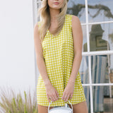 Mallory V Neck Mini Dress - Lime Gingham