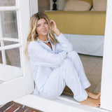 Martyna Pajama Set - Baby Blue Striped