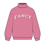 Fancy Oversized Fleece Mockneck - Hibiscus/White