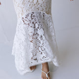 Lanie Floral Lace Midi Dress - White