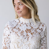 Lanie Floral Lace Midi Dress - White