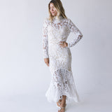 Lanie Floral Lace Midi Dress - White