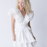 Greylyn Ruffle Flirty Mini Dress - White