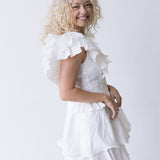 Greylyn Ruffle Flirty Mini Dress - White