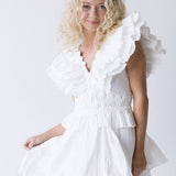 Greylyn Ruffle Flirty Mini Dress - White