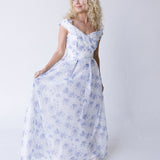 Grace Off Shoulder Floral Maxi Dress - Blue