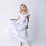 Grace Off Shoulder Floral Maxi Dress - Blue