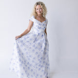 Grace Off Shoulder Floral Maxi Dress - Blue