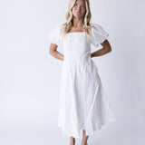 Dune Puff Sleeve Midi Dress - White