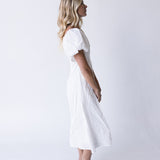 Dune Puff Sleeve Midi Dress - White
