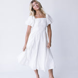 Dune Puff Sleeve Midi Dress - White