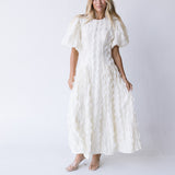 Sienna Applique Midi Dress - Cream