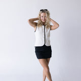 Hallie Knit Button Vest - White/Black