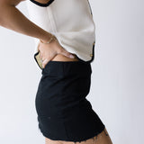 Tori Mini Skirt - Black Denim