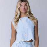 Emilia Eyelet Scalloped Set - Powder Blue