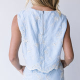 Emilia Eyelet Scalloped Set - Powder Blue