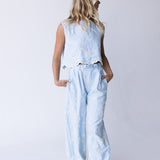 Emilia Eyelet Scalloped Set - Powder Blue