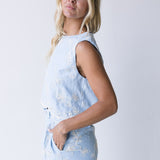 Emilia Eyelet Scalloped Set - Powder Blue