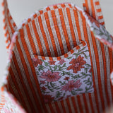 Livvy Floral Quilted Tote Bag - Orange