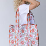 Livvy Floral Quilted Tote Bag - Orange