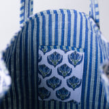 Abbi Floral Quilted Tote Bag - White/Blue/Green
